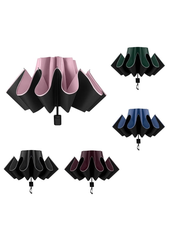 Travel Umbrella Small Compact Folding Umbrellas for Rain Windproof & Sun Protection UV Umbrella Portable 5-Fold Mini Parasol for Purse (UPF 50+) by PALIFEUR