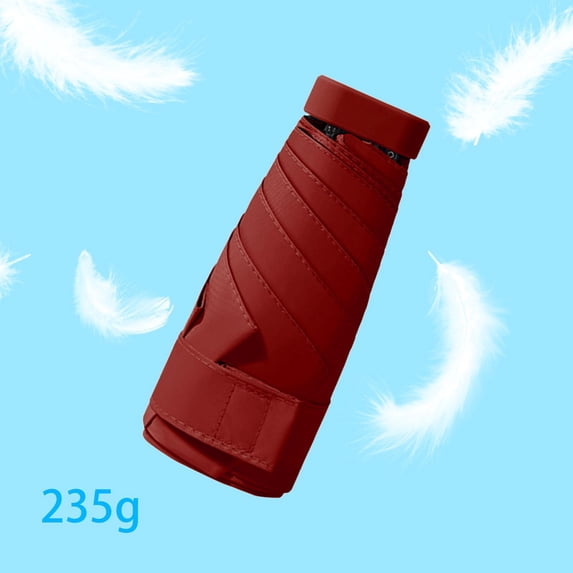 Travel Umbrella Sun Protection Easy Grip for Walking Adults Kids Backpacking Deep Red