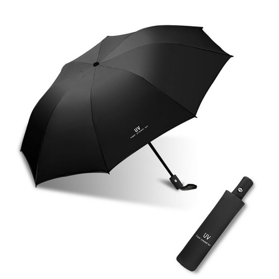 Travel Umbrella, Windproof Compact Umbrella, 8-Rib Folding Umbrella, Automatic Umbrella for Rain and Sun, Durable Auto Open Wind Resistant Umbrella, Black