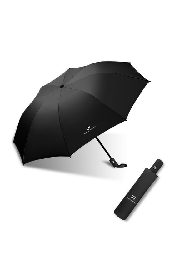 Travel Umbrella, Windproof Compact Umbrella, 8-Rib Folding Umbrella, Automatic Umbrella for Rain and Sun, Durable Auto Open Wind Resistant Umbrella, Black