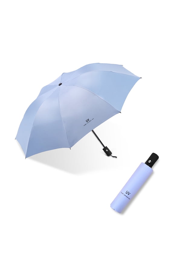 Travel Umbrella, Windproof Compact Umbrella, 8-Rib Folding Umbrella, Automatic Umbrella for Rain and Sun, Durable Auto Open Wind Resistant Umbrella, Light Blue