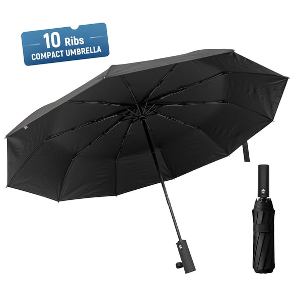 CISILOV Travel Umbrellas for Rain, Portable Automatic Rain Umbrellas, 10 Ribs Folding Compact Umbrella, Waterproof Windproof Umbrella for Adults in Sun OR Rain