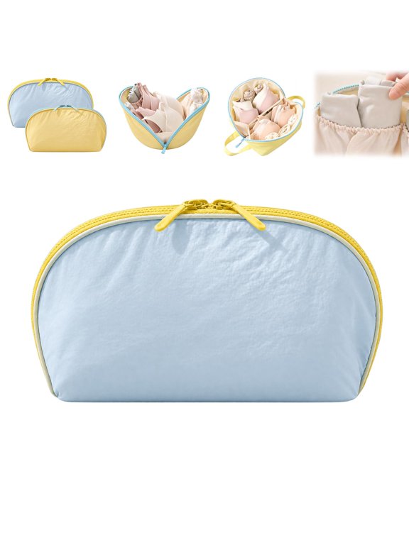 Travel Underwear Organizer, Structured Lingerie Storage Bag with Compartments and Wide Opening for Luggage
