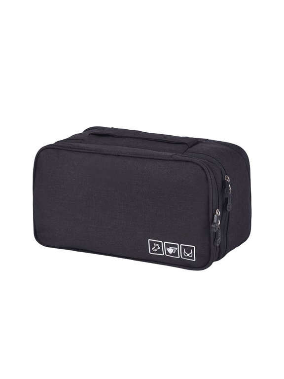 Travel Underwear Storage Bag - Canvas Bra Organizer for Women, Large Capacity Travel Accessories with Multi-Segment Design, 7.1x5.1x6.3 Inches, Cationic Fabric