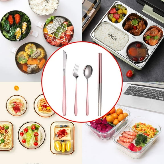 Travel Utensils, 18/8 Stainless Steel 4pcs Cutlery Set Portable Camp Reusable Flatware Silverware