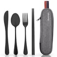 thumbnail image 1 of Travel Utensils with Case, Quatish Portable Silverware Set for Work, Lunch Box Reusable Travel Cutlery Set for Camping, 304 Stainless Steel Fork and Spoon Set(Black), 1 of 6
