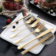 thumbnail image 1 of Travel Utensils Set, Camping Cutlery, Stainless Steel, Gold Color, for Outdoor Picnics, Hiking, and Backpacking, by FAJHHA, 1 of 7