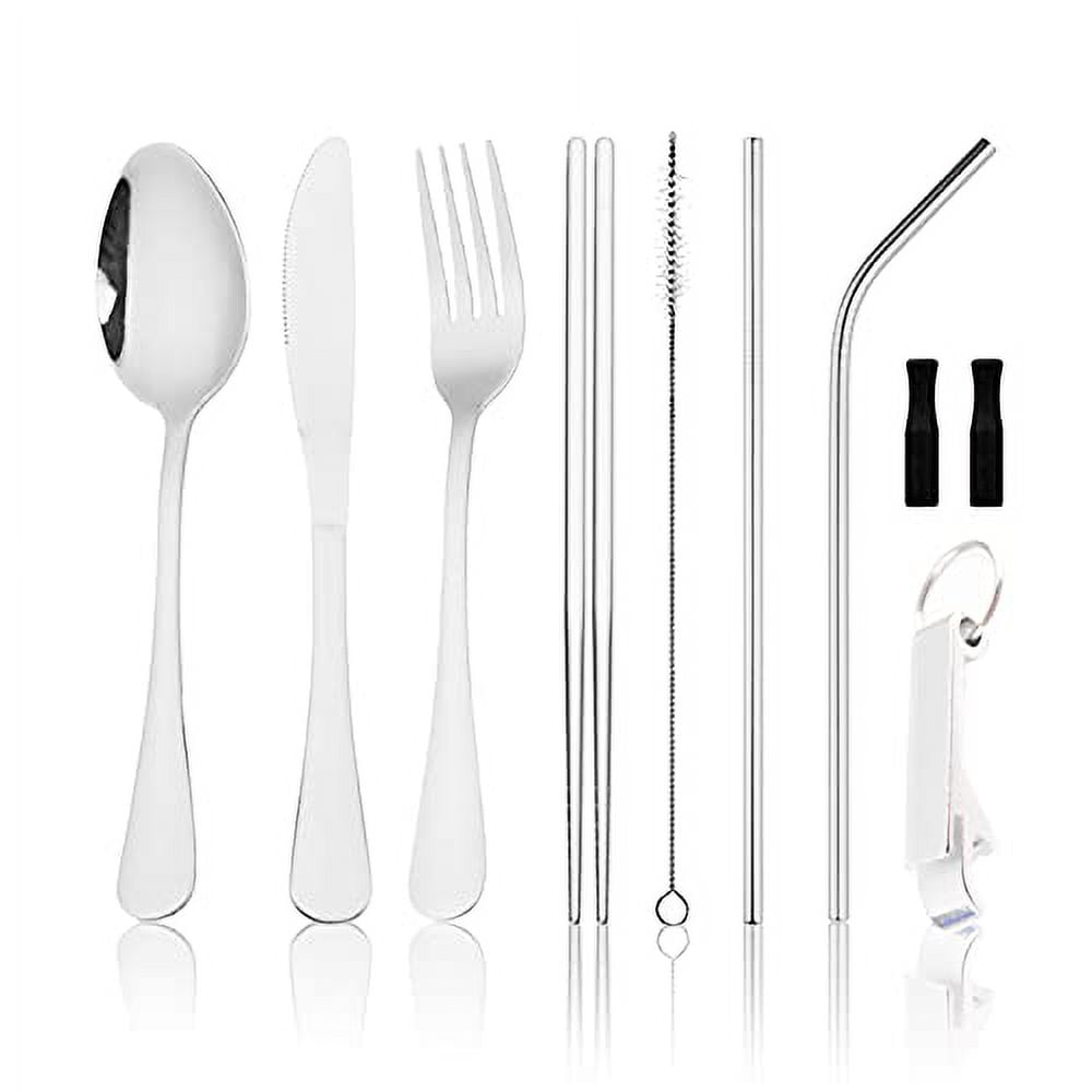 Travel Utensils Set Portable Camping Silverware Set with Case for 1