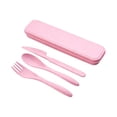 thumbnail image 1 of Travel Utensils with Case, 4-Piece Portable Cutlery Set, Lunch Box for Picnic, Camping, Work, Travel, Include Fork Spoon Knife, Dishwasher Safe,Pink, 1 of 1