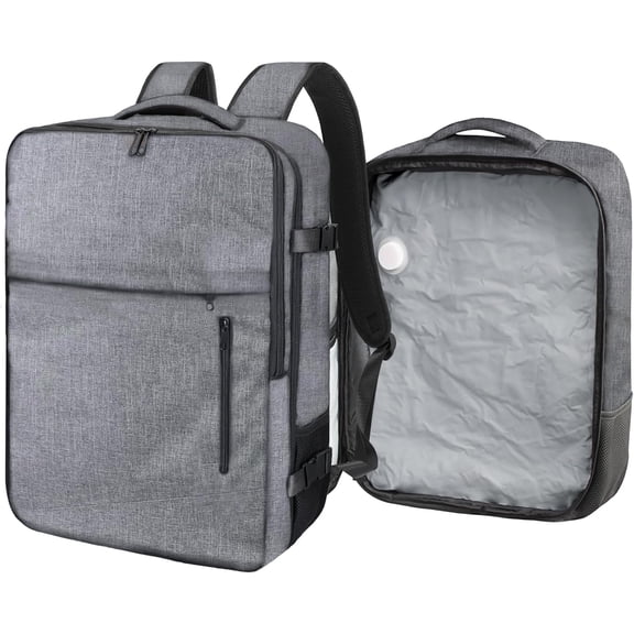 Travel Vacuum Backpack, 60L Seal Compression Air Vac Bag Pack with Travel Pump, Carry On Suitcase Luggage Flight Approved for Men Women Personal Item, Grey