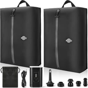 Travel Vacuum Bags with Electric Pump, 210D-TPU -Resistant Space Saver Bags, IPX8 Compression Packing Cubes for Carry Backpack, Suitcase, Travel Essentials (2PC + PUMP)