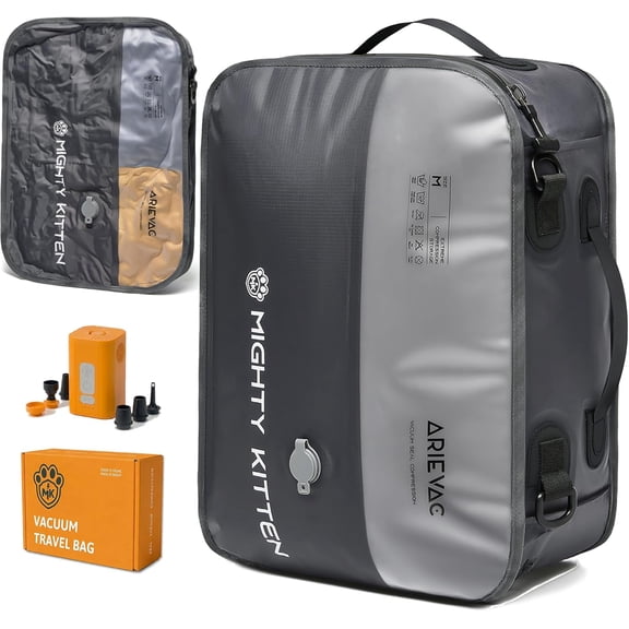 Travel Vacuum Seal Bag with Pump, 21L Compression Packing Cube Kit with 270? Zipper,   Vacuum Storage for Carry- & Small Checked Luggage (1-Pack)
