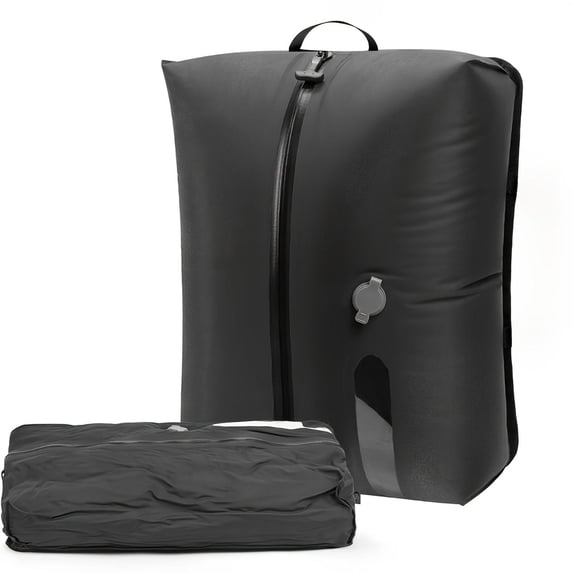 Travel Vacuum Storage Bag, Black Waterproof Moisture Proof Compression Pouch, 1 Pack Portable Lightweight Carry Bag for Travel Camping Business Trip, Space Saving Organizer for Clothes Bedding Luggag
