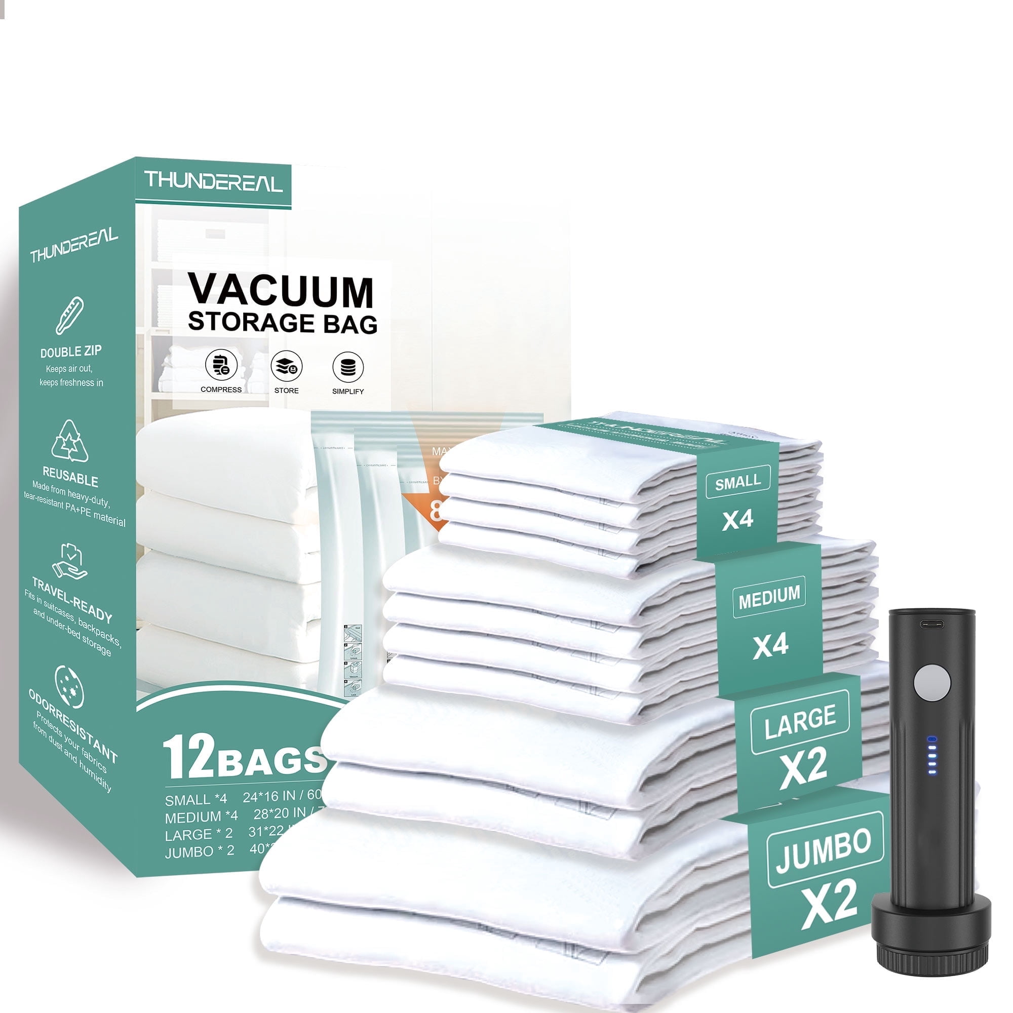 Travel Vacuum Storage Bags with Electric Pump, Multiple Combinations Travel Packing Bags for Luggage and Suitcase, Carry-on Size Compression Space Saver for Clothes and Clothing  (E: 12 Combo-EPUMP)