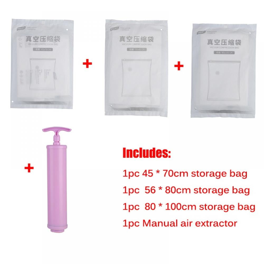 BASMILE Vacuum Storage Bags Space Saving Bags for Comforters Clothes Pillow  Bedding Blanket Storage, Double Zip Lock Seal & Leak