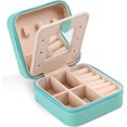 thumbnail image 1 of Travel Velvet Jewelry Box with Mirror, Mini Gifts Case for Women Girls, Small Portable Organizer Boxes for Rings Earrings Necklaces Bracelets (Blue), 1 of 7