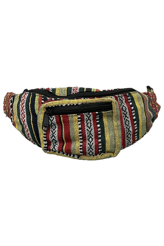Travel Waist Bag ,Hemp Adjustable Waist Bag for all Purpose and multicolored - Rainbow