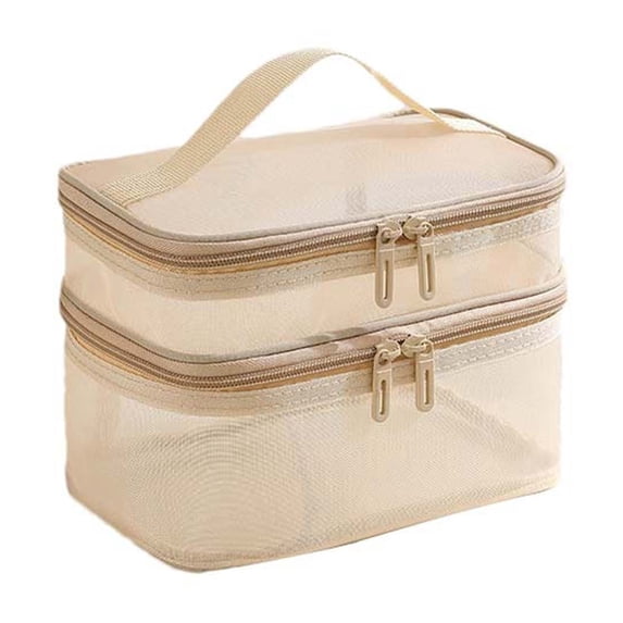 Travel Wash Core Fundament Base Pouch Large Capacity Handheld Transparent Double Layer Storage Organizer 22 cm cm x 13 cm With Zipper Closure And Handle Strap