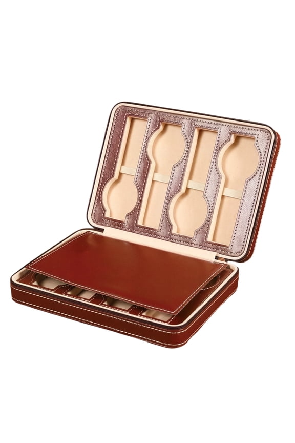 Travel Watch Carrying Case, 8 Slot Zippered PU with Removable Pads for Suitcase Packing and Home Storage