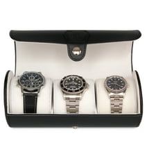 Travel Watch Case - Black Vegan Leather,  Unisex. by Case Elegance