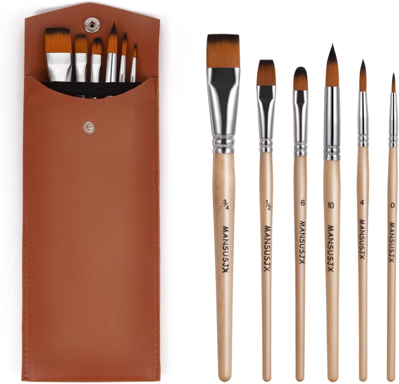 Travel Watercolor Brushes for Artists Set of 6 Paint Brushes for Watercolors & Versatile in Gouache, Oil - Premium Art & Travel Kit