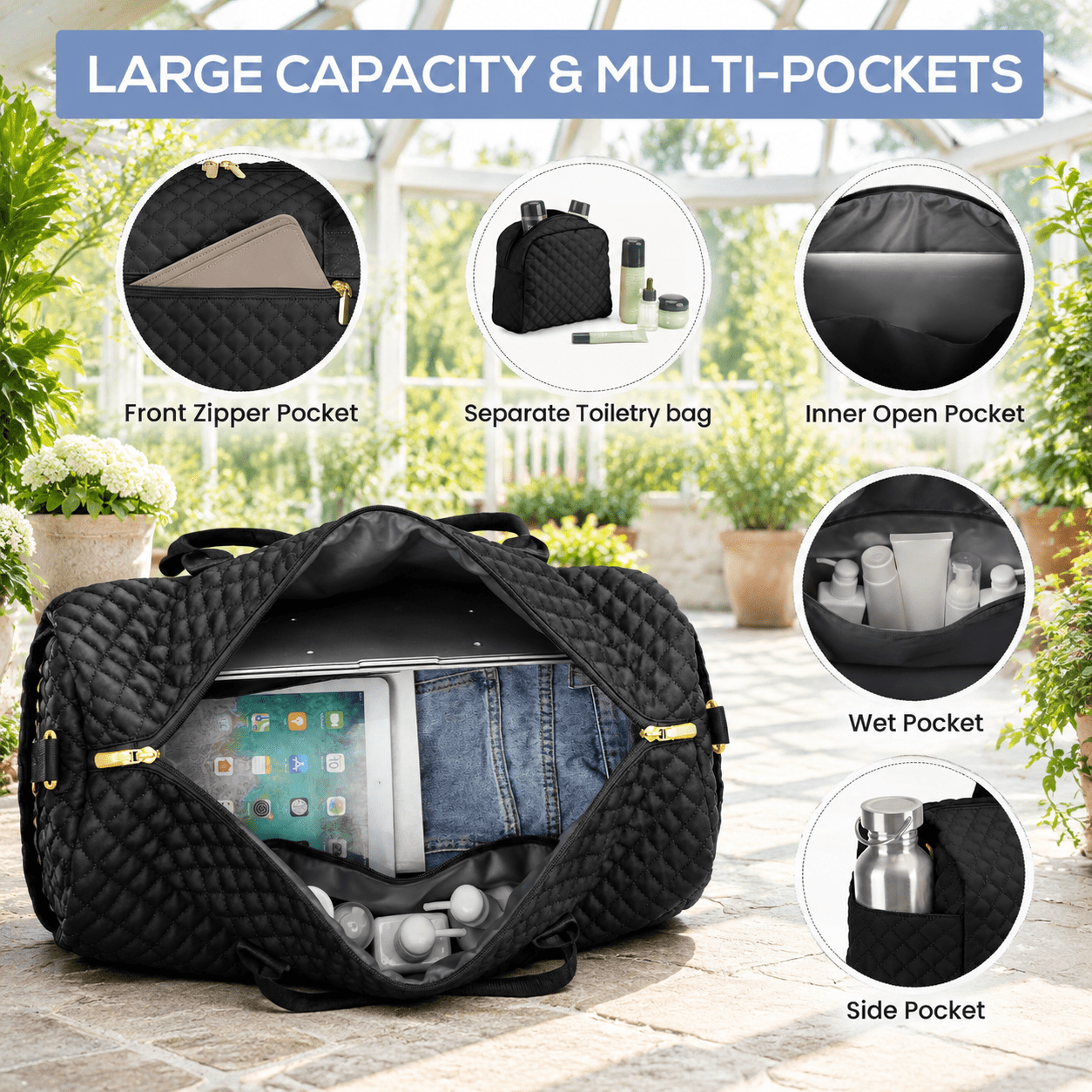 Travel Weekender Duffle Bags For Women - Large Carry On Bag With ...