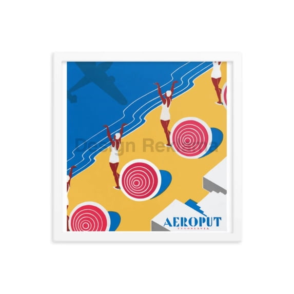 Travel brochure for Aeroput Airlines, Yugoslavia, circa 1935, Framed Vintage Travel Poster