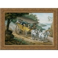 thumbnail image 1 of Travel by Stagecoach Near Trenton 24x18 Gold Ornate Wood Framed Canvas Art by Pavel Svinyin, 1 of 2