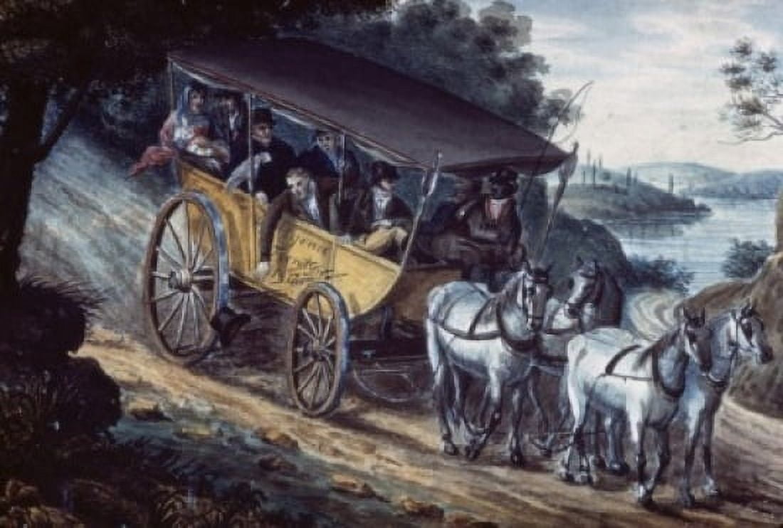 Travel by Stagecoach Near Trenton NJ (1811-1813) Artist Unknown Canvas Art - (24 x 36)