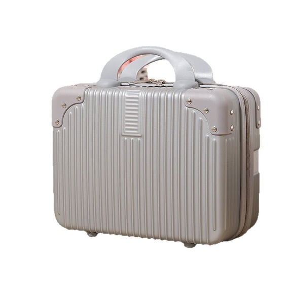 mokzer 14 Inch Portable Makeup Travel Case Hand Luggage, Pressure-proof ABS Carrying Makeup Case Suitcase with Elastic Band, Small Hard Shell Cosmetic Case