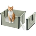Travel cat Litter Box, Foldable High Side Low Entry Cat Potty Pan, Open