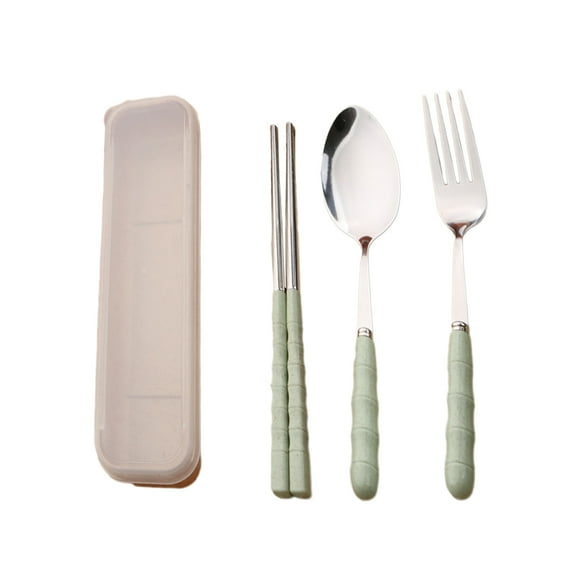 Travel cutlery set, stainless steel cutlery, Reusable utensils set with case, Portable for Camping and Officegreen