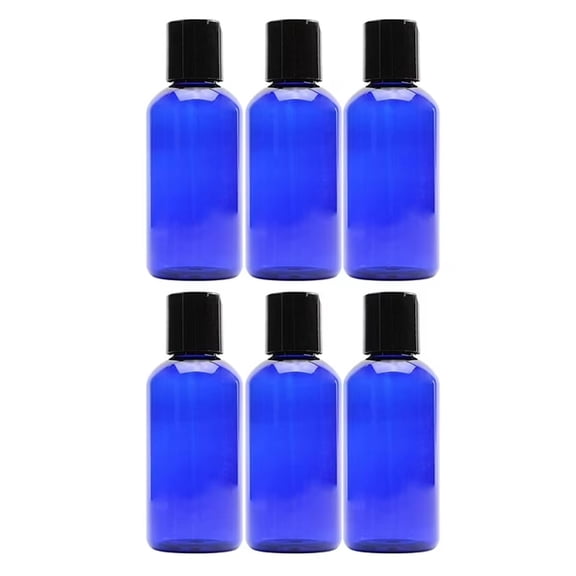 Travel-friendly Boston Round Bottles, Ideal For On-the-go, Crafted In USA With Bpa-Free Pet Plastic, Complete Uv Protection And Tsa Compliance, Set Of 6 Cobalt Blue Containers For