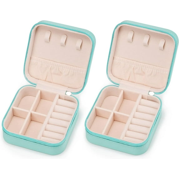 Travel jewelry case Travel jewelry box Travel Jewelry Organizer Jewelry holder organizer Small Jewelry Organizer Box for Girls Women with Mirror(Blue)