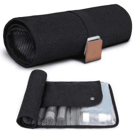 Travel men PU Leather Water Resistant Personal Hygiene Roll Dopp Kit Travel