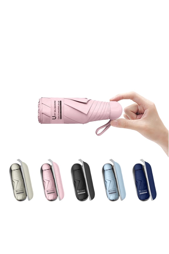 Travel Essentials Mini Umbrella for Purse With Case Small Compact UV Sun Protection Lightweight Tiny Pocket Manual Open Close Umbrella for Women Kids and Men Fits Purse Backpack
