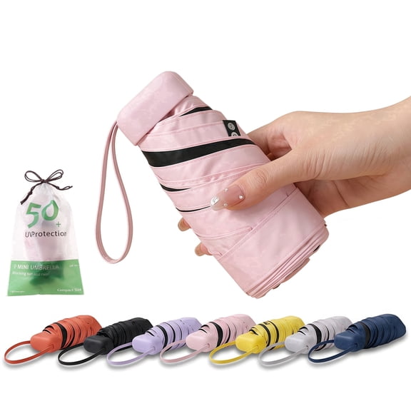 BEKPUME Mini Travel Umbrella Small Compact UV Blocking Manual Open Close Portable Sun Protection for Women Kids and Men