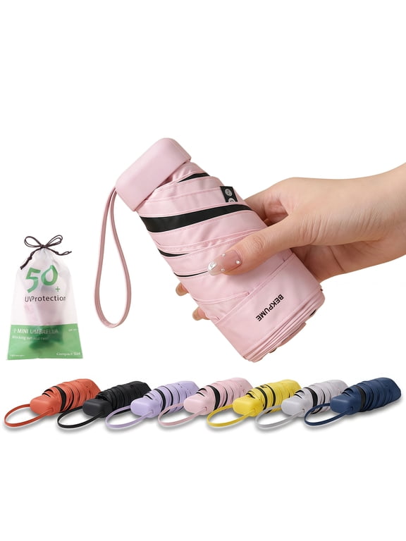 Mini Travel Umbrella Small Compact UV Blocking Manual Open Close Portable Sun Protection for Women Kids and Men