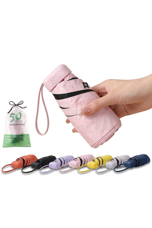 Mini Travel Umbrella Small Compact UV Blocking Manual Open Close Portable Sun Protection for Women Kids and Men