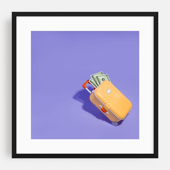 Travel money - Photography Minimalist Humor Pop Art Modern Art Surrealism Abstract Black Framed Wall Art Print 10 x 10 inches