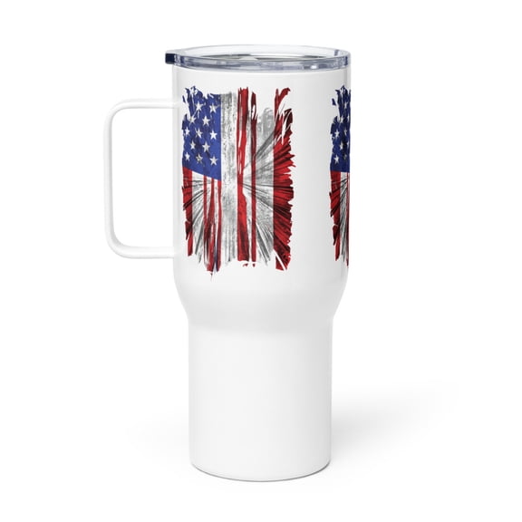 Travel mug with a handle US Flag and Eagle Choose from 60+ Flag Designs