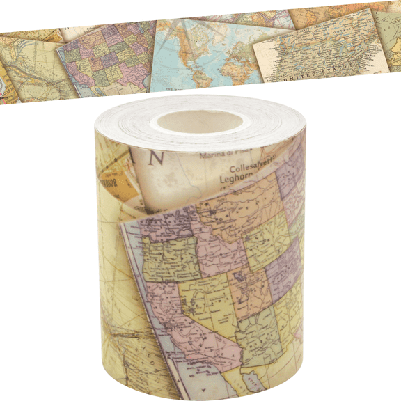 Travel the Map Straight Rolled Border Trim