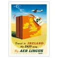 thumbnail image 1 of Travel to Ireland the Easy Way - Fly Aer Lingus - Vintage Airline Travel Poster c.1950s - Fine Art Matte Paper Print (Unframed) 24x32in, 1 of 4