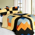 thumbnail image 1 of Travel with Wedding Dress - 3 Pieces Vermicelli-Quilted Patchwork Quilt Set  Full & Queen Size - Multicolor, 1 of 1
