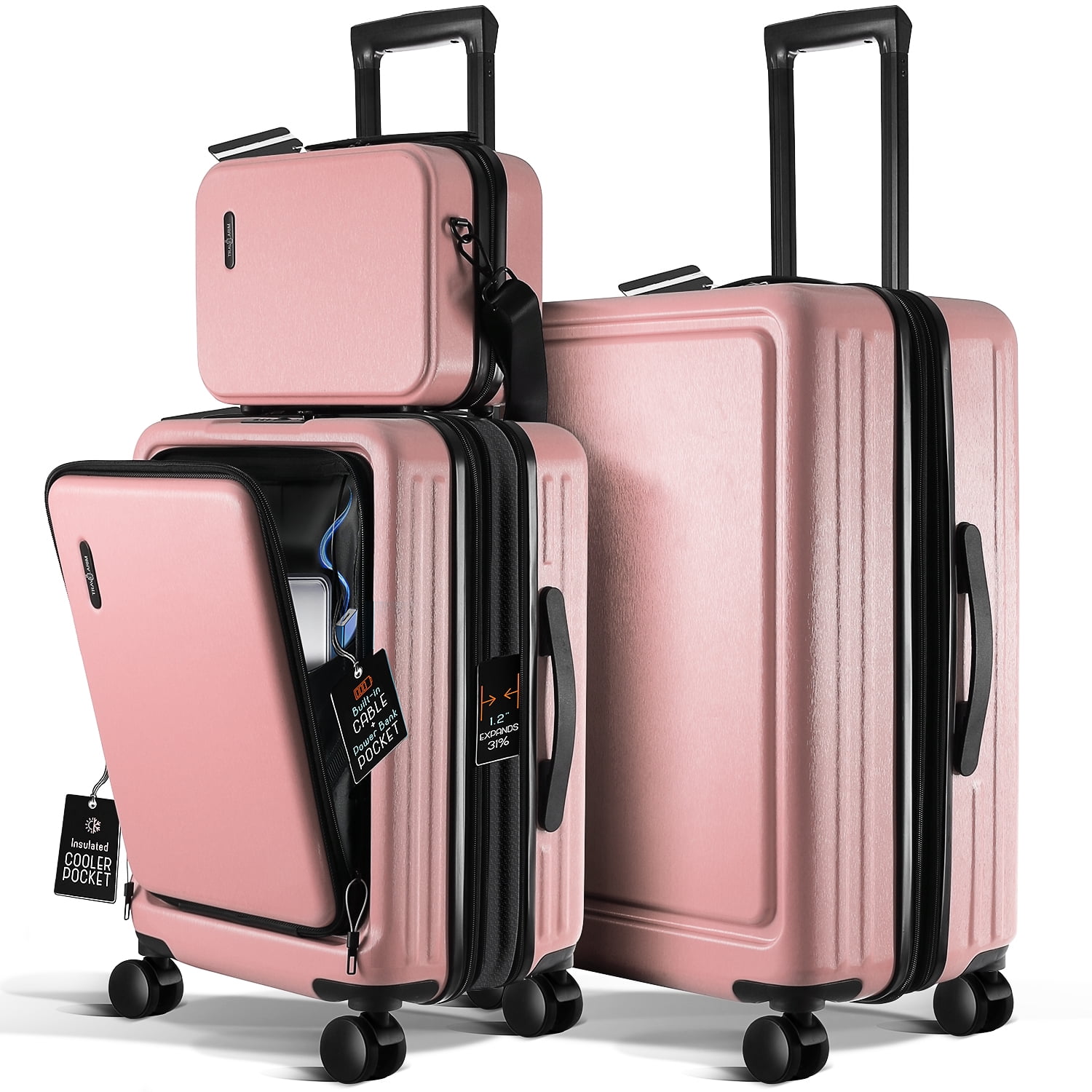 TravelArim Luggage Sets 2 Piece, 22 Inch Carry on Luggage and 24 Inch Suitcases with Wheels Spinner, Durable Hard Shell Suitcase Set, Expandable Travel Suitcase, Pink