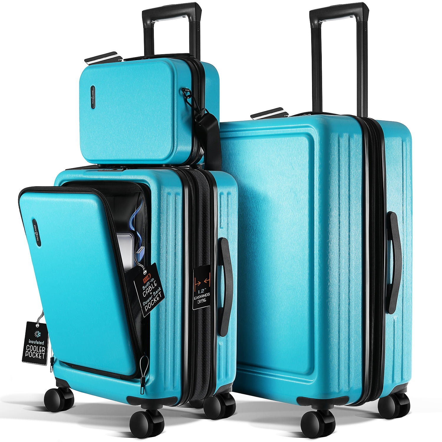 TravelArim Luggage Sets 2 Piece, 22 Inch Carry on Luggage and 24 Inch Suitcases with Wheels Spinner, Durable Hard Shell Suitcase Set, Expandable Travel Suitcase, Teal