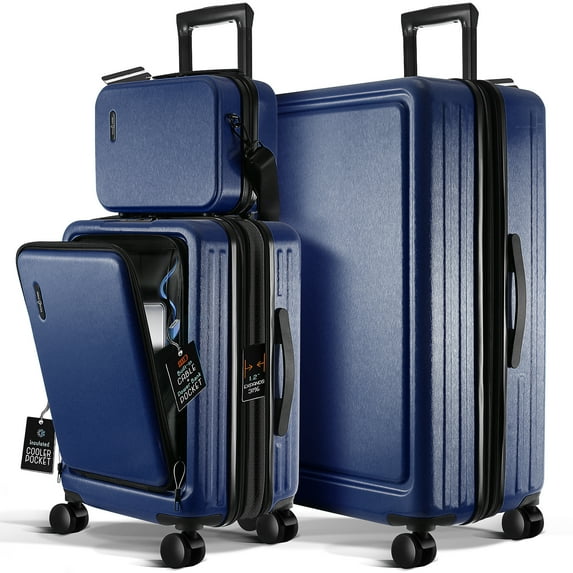 TravelArim Luggage Sets 2 Piece, 22 Inch Carry on Luggage and 28 Inch Suitcases with Wheels Spinner, Durable Hard Shell Suitcase Set, Expandable Travel Suitcase, Navy