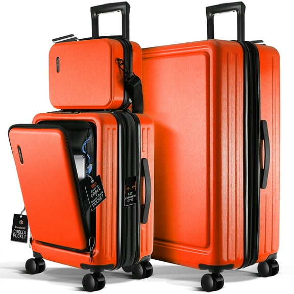 TravelArim Luggage Sets 2 Piece, 24 Inch Suitcase and 28 Inch Luggage with Spinner Wheels, Durable Hard Shell Suitcase Set, Expandable Travel Suitcases with Wheels, Orange