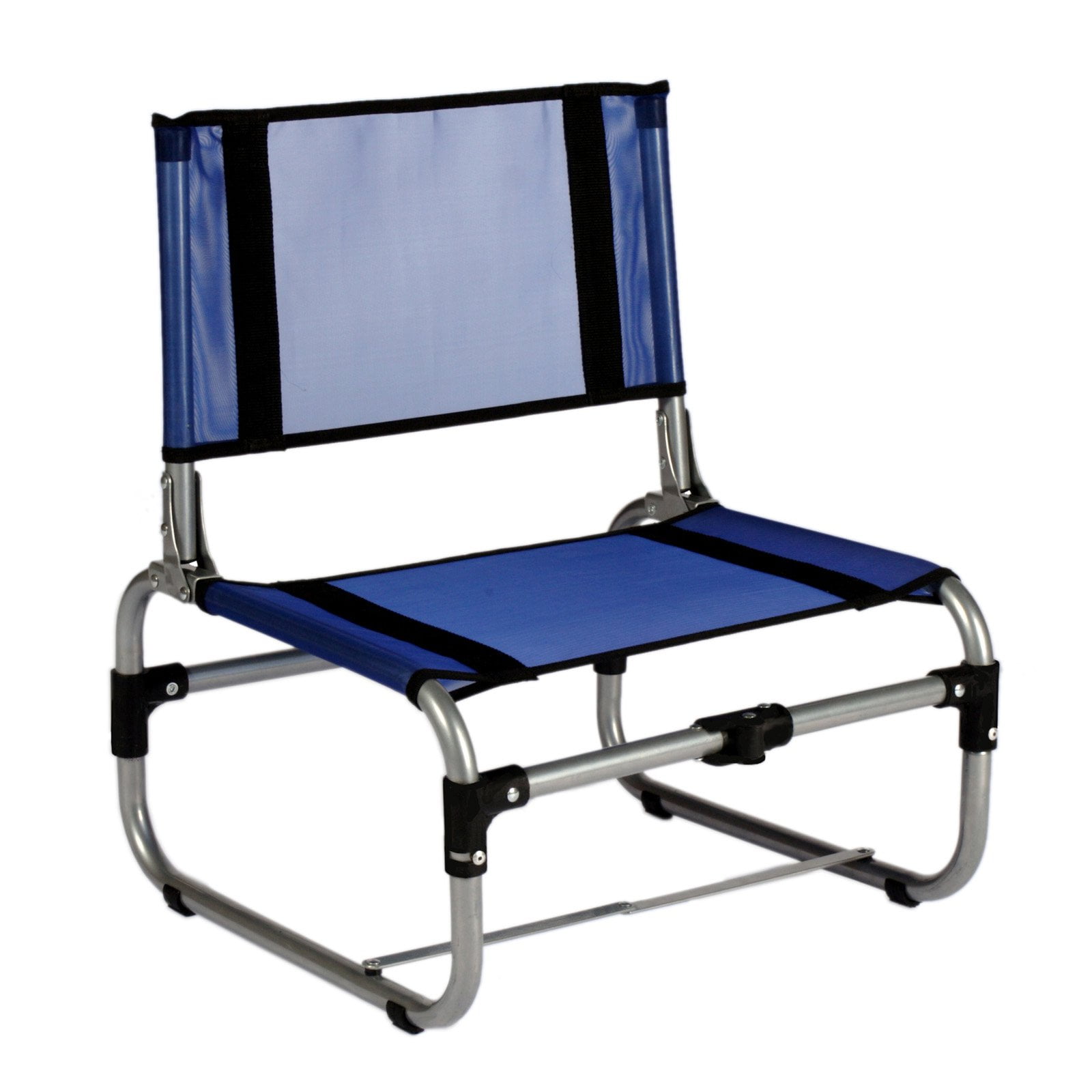 Blue Portable Folding Camping Chair with Arms and Steel Frame