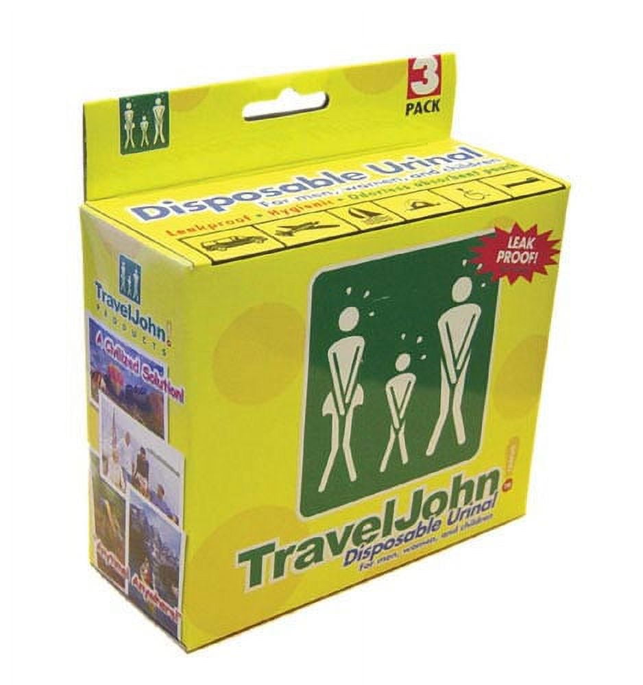 TravelJohn Disposable Urinal for Men, Women & Children 3 ea